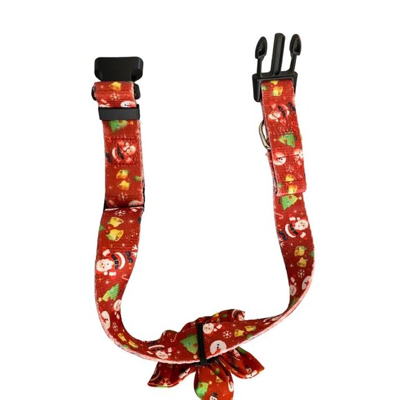 Dog Collar Large Red Santa Claus Christmas Bow Flower Adjustable - Picture 9 of 9